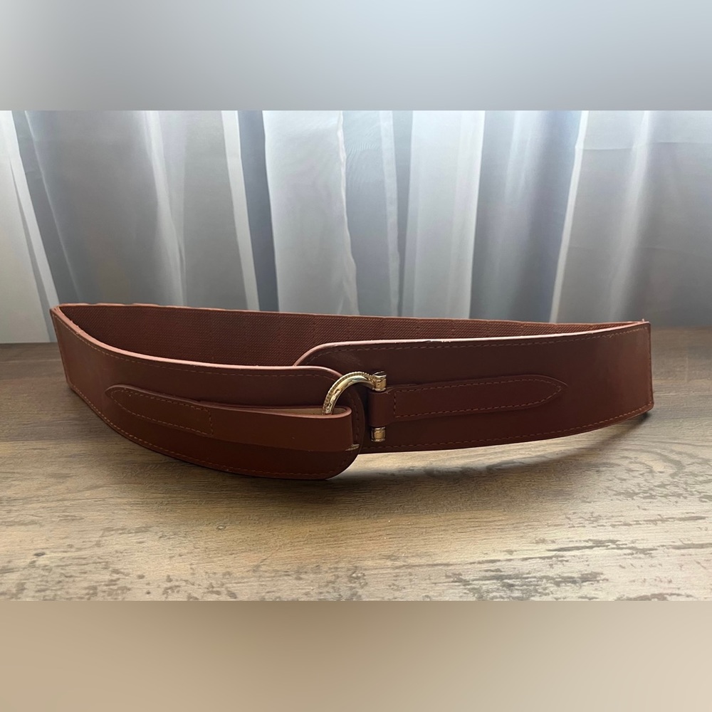 Wide Elastic Stretch Retro Metal Interlock Buckle Belt